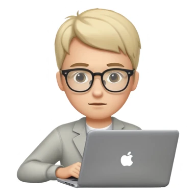 a student working in a laptop with batch code expert sticker