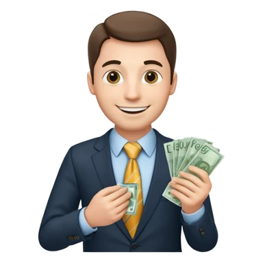 AN UNCLE with a tie in business clothes and with euro money
 sticker