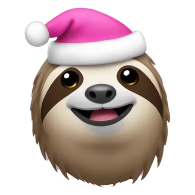 Sloth wearing a pink Christmas hat sticker