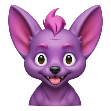 alien dog purple with pink hair very big folded ear and panting sticker