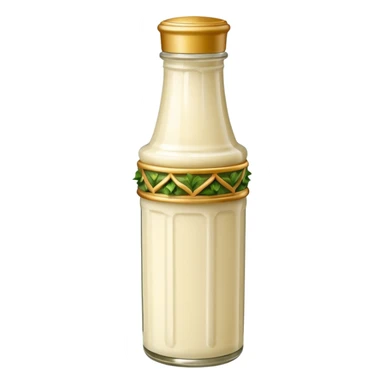 Creamy salad dressing in a bottle shaped like a roman pillar sticker