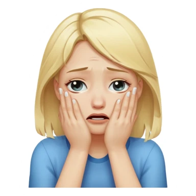 Blonde girl crying with hands covering face sticker