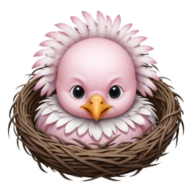 albino baby crow in nest sticker