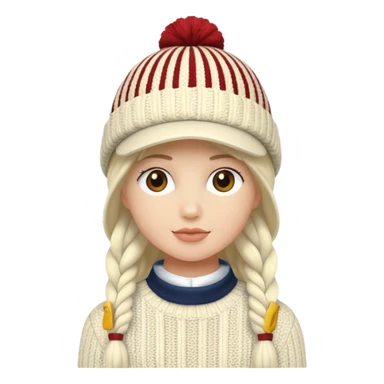 Cream white cable knit cadet hat sticker