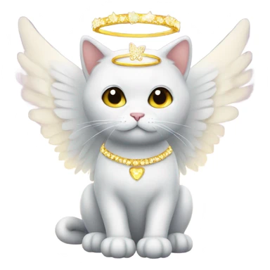 Sparkly cat with angel halo sticker