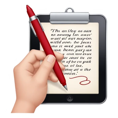 the hand writes with a dark red pen sticker