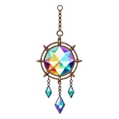 Hanging chained sun-catcher with crystal gemstones  sticker