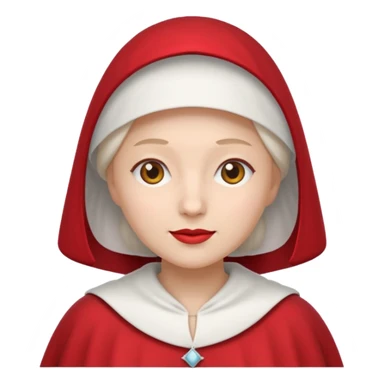 Minimalist emoji of a woman in a white bonnet and red cape, inspired by Handmaid's Tale sticker