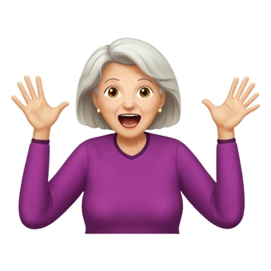 Older Woman jumping screaming and word “fraud” in a bubble sticker