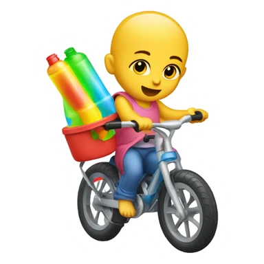 Baby on bike shooting water gun  sticker