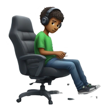 a boy sitting on a gaming chair playing video games on a pc with a keyboard and mouse and is streaming at the same time sticker