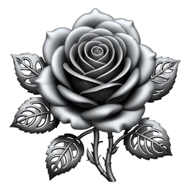 Black and silver filigree rose, 3D, extremely detailed design sticker