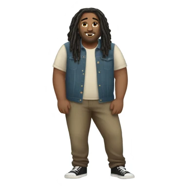 plus size light skin man with locs full body sticker