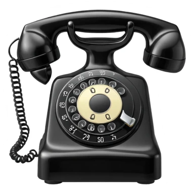 vintage rotary dial telephone, classic plastic body. sticker