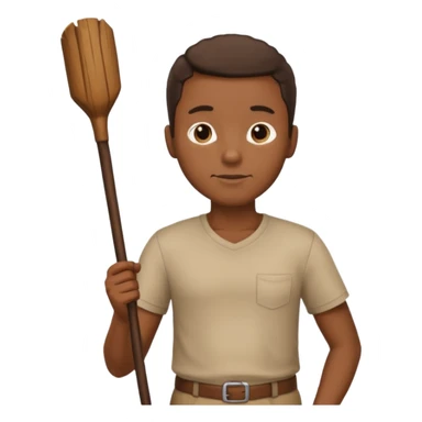 Black man holding a long brown stick by his stomach sticker