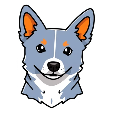 cute blue heeler cattle dog head with characteristic blue-gray speckled coat and alert expression sticker