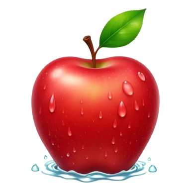 Cinematic Realistic Apple Emoji, Fresh and vibrant, with a crisp, red skin glistening with droplets of water. The smooth, shiny surface catches the light, while the green stem adds a natural touch. Soft glowing outline, capturing the essence of health, sweetness, and freshness in a crisp apple! sticker