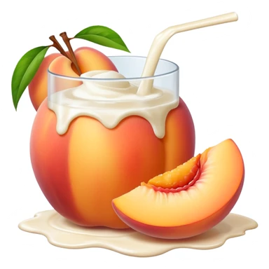 There is a lot of milk on the cut peaches. sticker