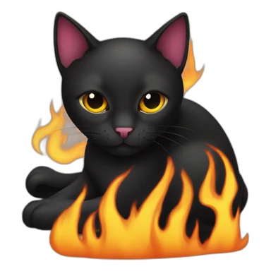black cat sat on a flame sticker