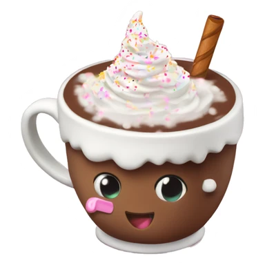cute hot coco mug that’s pink with marshmallows and whip cream with sprinkles  sticker