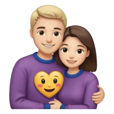 Couple hugs polaroid photo sticker