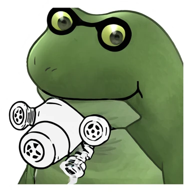 frog wearing a gas mask like a stalker sticker