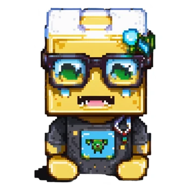 sponge with buck teeth and glasses wearing a Minecraft shirt sticker