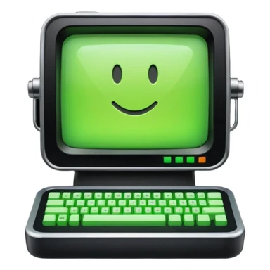 mac os icon code transpiler compiler terminal, black and green, retro sticker