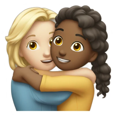 Hug two white girlfriends sticker