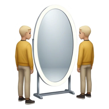 A person looks into a mirror, but instead of their own face, they see a larger figure watching them—distant, imposing, and unreadable. As they step back, the reflection fades, revealing only themselves. They turn away, realizing the power was never in the reflection but in walking away. sticker