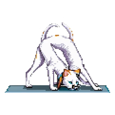 cat in downward dog yoga pose, triangle pose with raised hips sticker