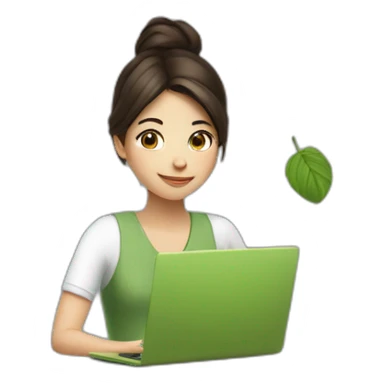 brunette-girl-with-matcha-and-laptop sticker