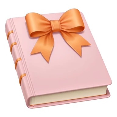 pastel light pink book emoji with a light orange bow on top sticker