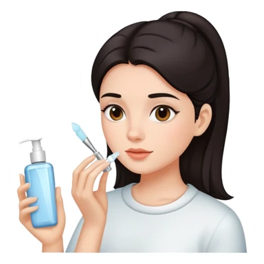 Girl with dark hair doing skincare sticker