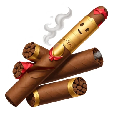 Emoji-style cigar icon, dark brown wrapper, subtle smoke, minimalistic, clean silhouette sticker