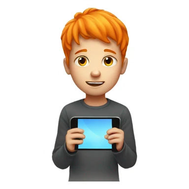 Boy with orange hair playing on his phone  sticker