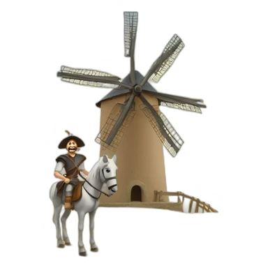 don quixote lifted by windmill sticker