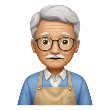grandpa with apron, wearing glasses, focus status sticker