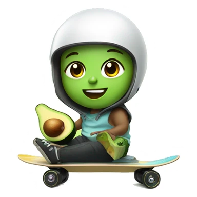 Baby riding an Electric skateboard whilst eating an avocado sticker