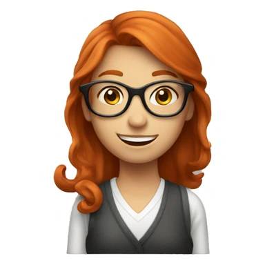 redheaded girl with glasses waving hi sticker