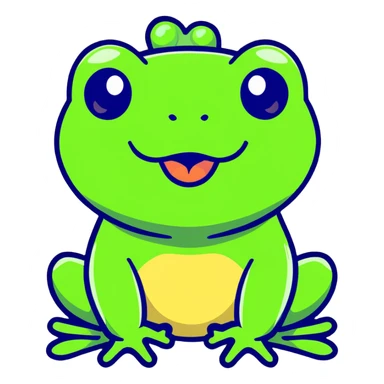 Green frog with its tongue sticking out and cross-eyed, silly expression sticker