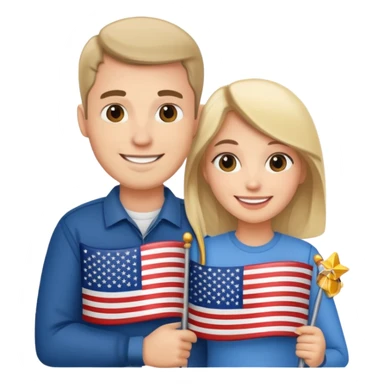 american flag hold in hands by a couple sticker