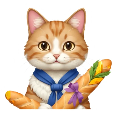 French cat with baguette  sticker