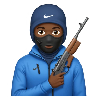 Nike ski mask Black man with gun sticker