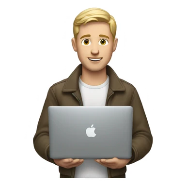 a young white man with macbook sticker