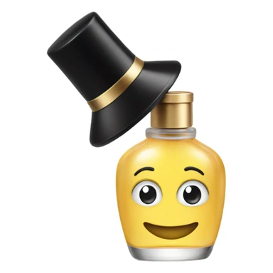 smiling perfume with black cap sticker