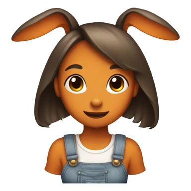 a girl bunny in dog ears holding a pumpkin sticker
