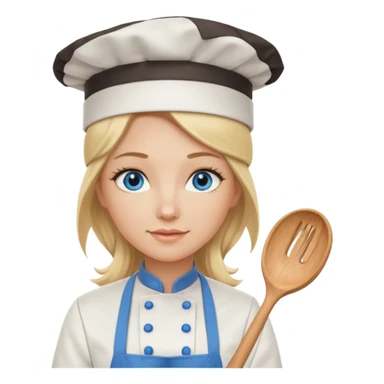 Long Blonde hair blue eyed female chef sticker