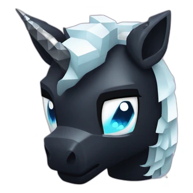 Minecraft Glitter Black Unicorn Head With Diamond Horn sticker