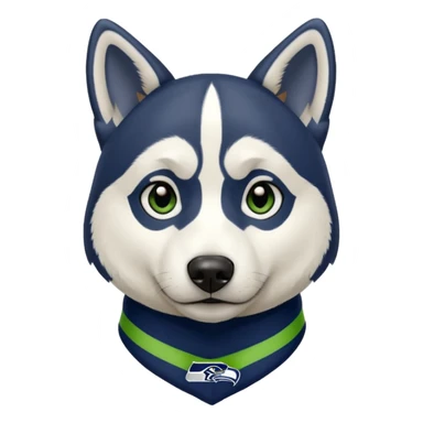 Black white husky with floppy ears Seattle Seahawks gear sticker